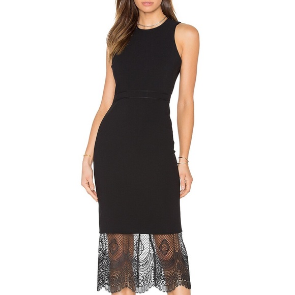 Cinq A Sept Hestia Black Sleeveless Dress Black Lace Bottom - Picture 2 of 9